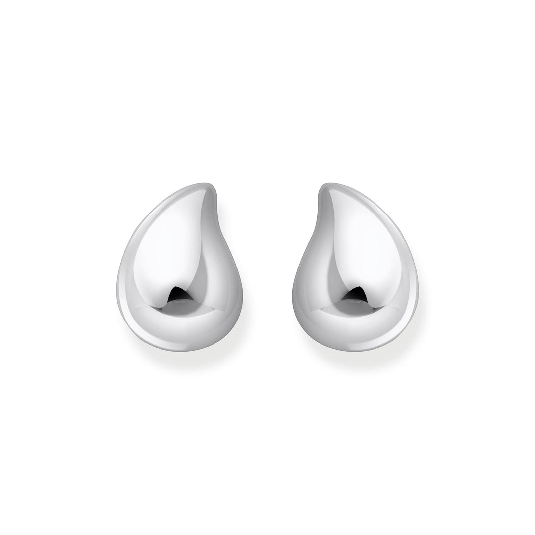 Organic drop-shaped ear studs silver