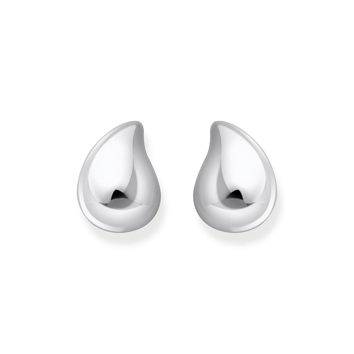Organic drop-shaped ear studs silver
