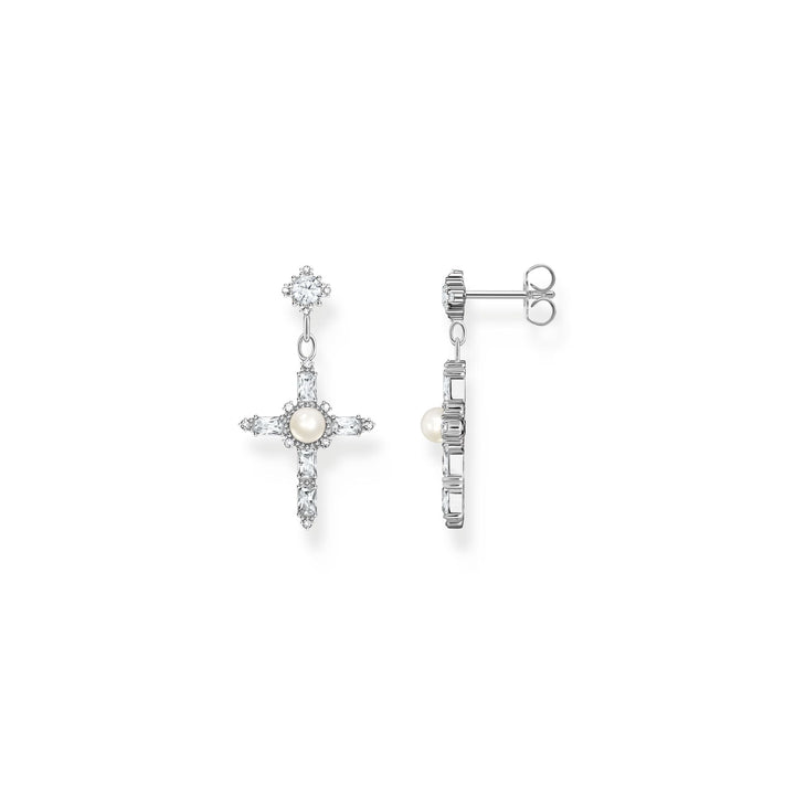 Earrings Cross Romance with white stones  | The Jewellery Boutique