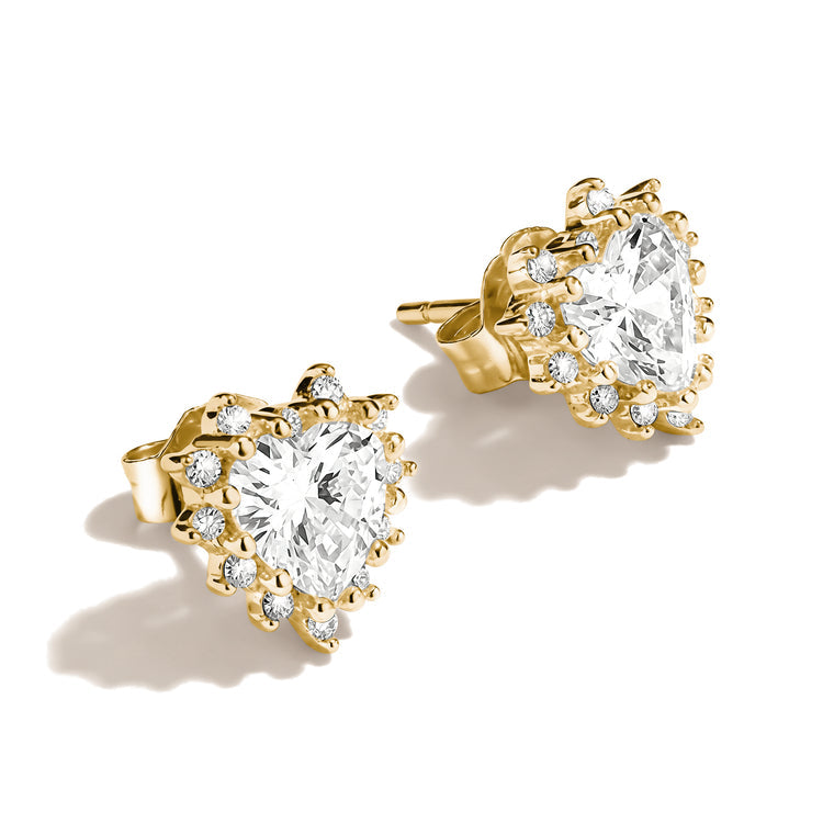 Ear studs with heart cut zirconia