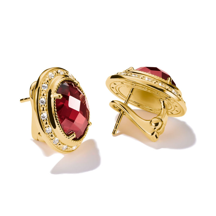 Clip-On Earrings with Red Stones Elyndra