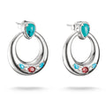 Half-Hoop Earrings with Turquoise, White & Red Stones | THOMAS SABO Australia