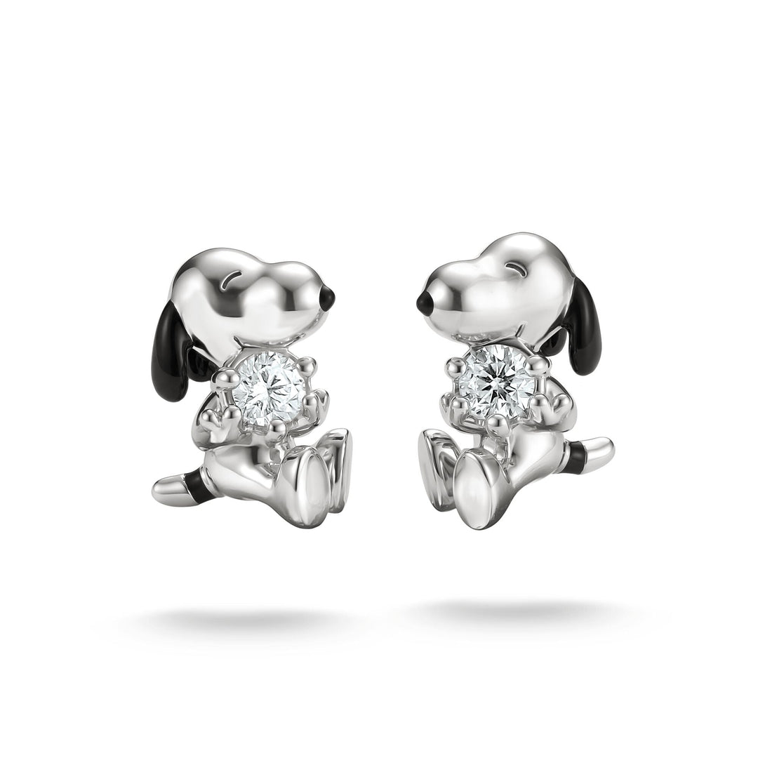 Peanuts Snoopy Stud Earrings White Zirconia | Jewellery Boutique Australia