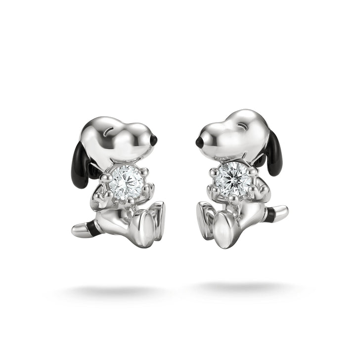 Peanuts Snoopy Stud Earrings White Zirconia | Jewellery Boutique Australia
