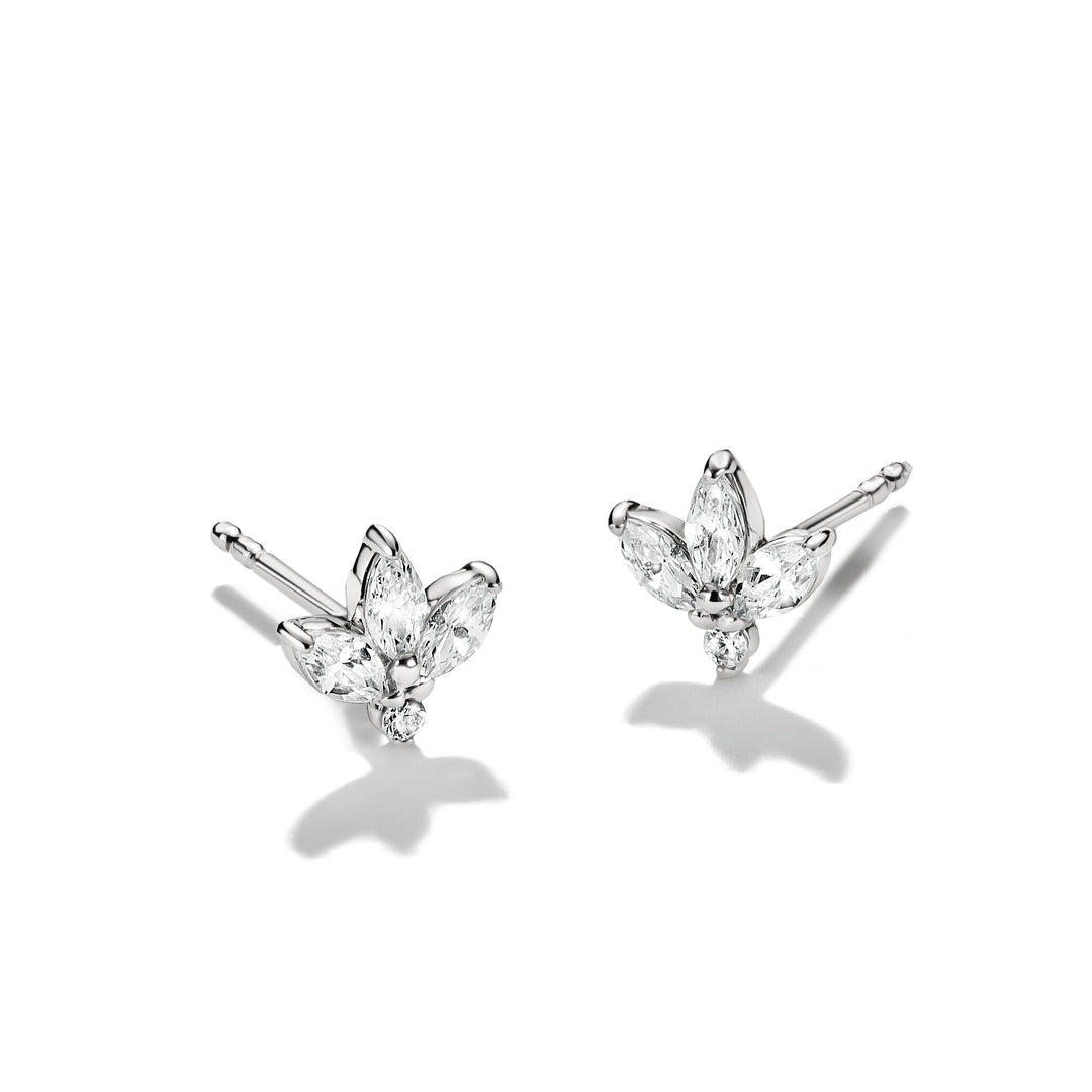 Stud earrings flower with zirconia in teardrop shape | Jewellery Boutique Australia