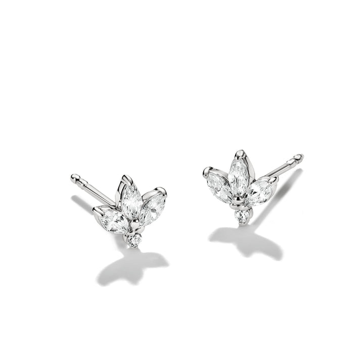 Stud earrings flower with zirconia in teardrop shape | Jewellery Boutique Australia