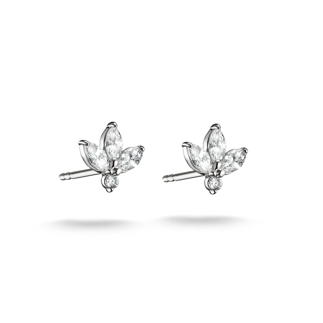 Stud earrings flower with zirconia in teardrop shape | Jewellery Boutique Australia