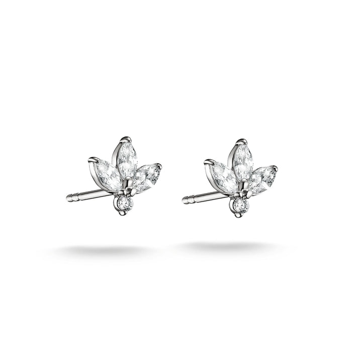 Stud earrings flower with zirconia in teardrop shape | Jewellery Boutique Australia
