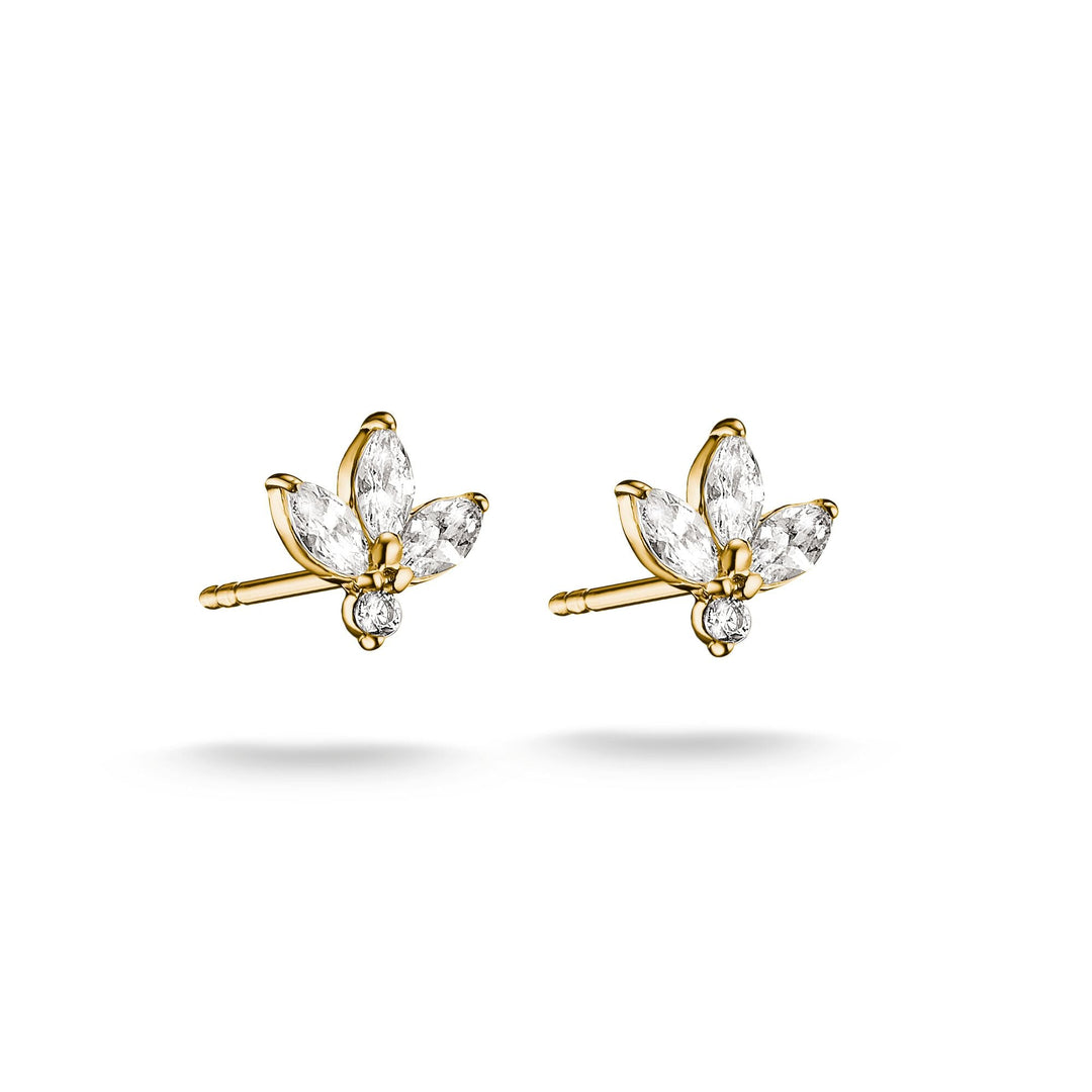Stud earrings flower with zirconia in teardrop shape | Jewellery Boutique Australia