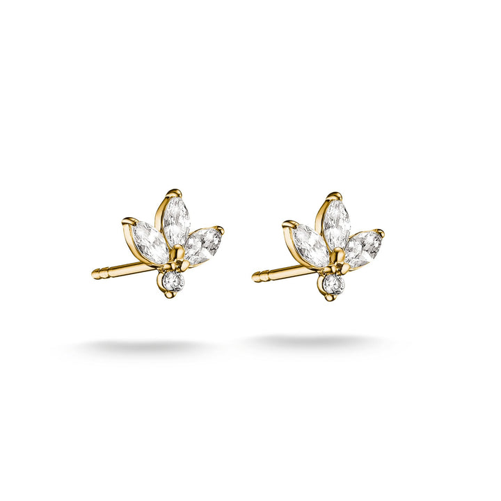 Stud earrings flower with zirconia in teardrop shape | Jewellery Boutique Australia