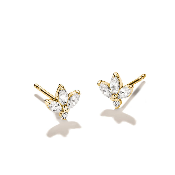 Stud earrings flower with zirconia in teardrop shape | Jewellery Boutique Australia
