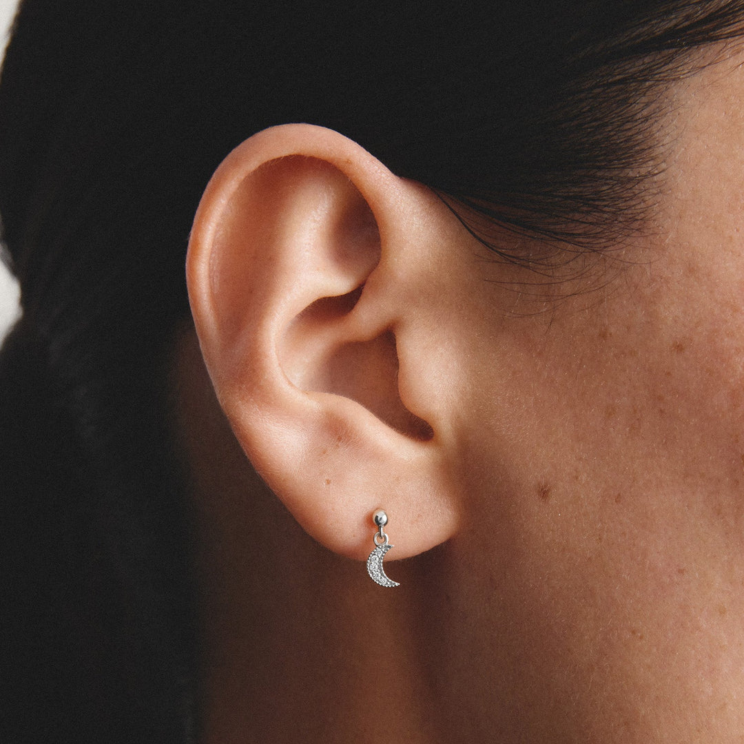 Stud earrings moon and star with zirconia | Jewellery Boutique Australia
