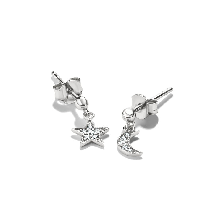 Stud earrings moon and star with zirconia | Jewellery Boutique Australia