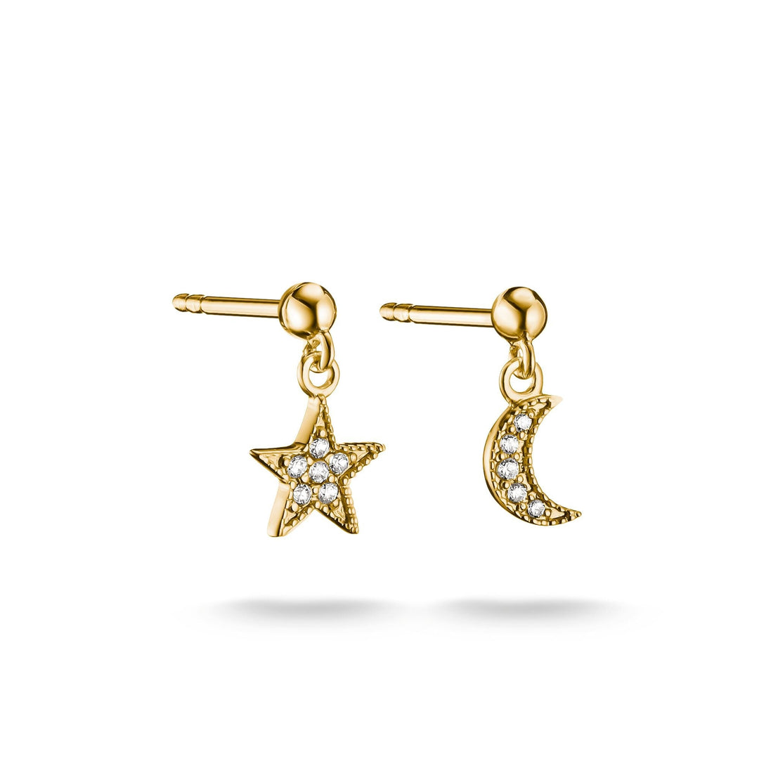 Stud earrings moon and star with zirconia | Jewellery Boutique Australia