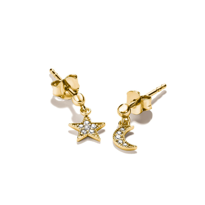 Stud earrings moon and star with zirconia | Jewellery Boutique Australia