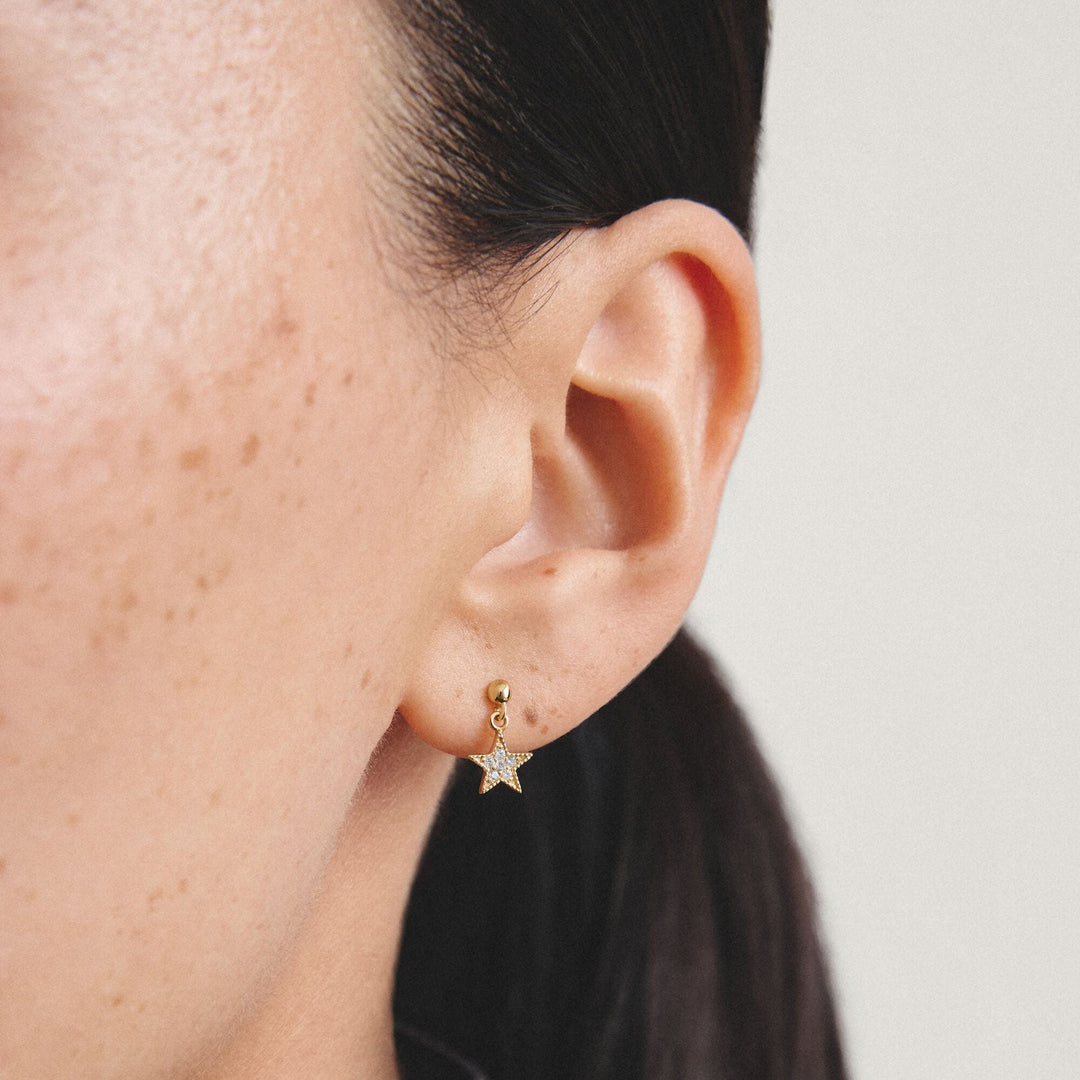 Stud earrings moon and star with zirconia | Jewellery Boutique Australia