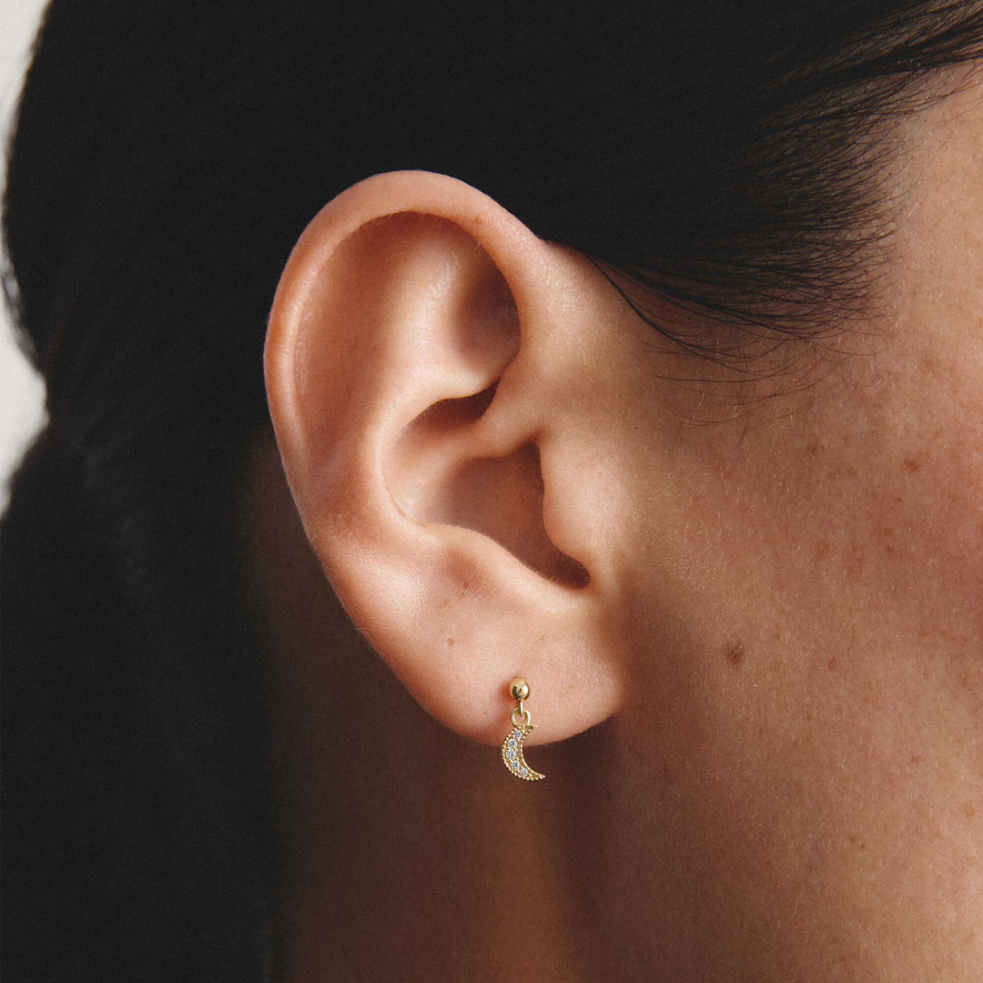 Stud earrings moon and star with zirconia | Jewellery Boutique Australia