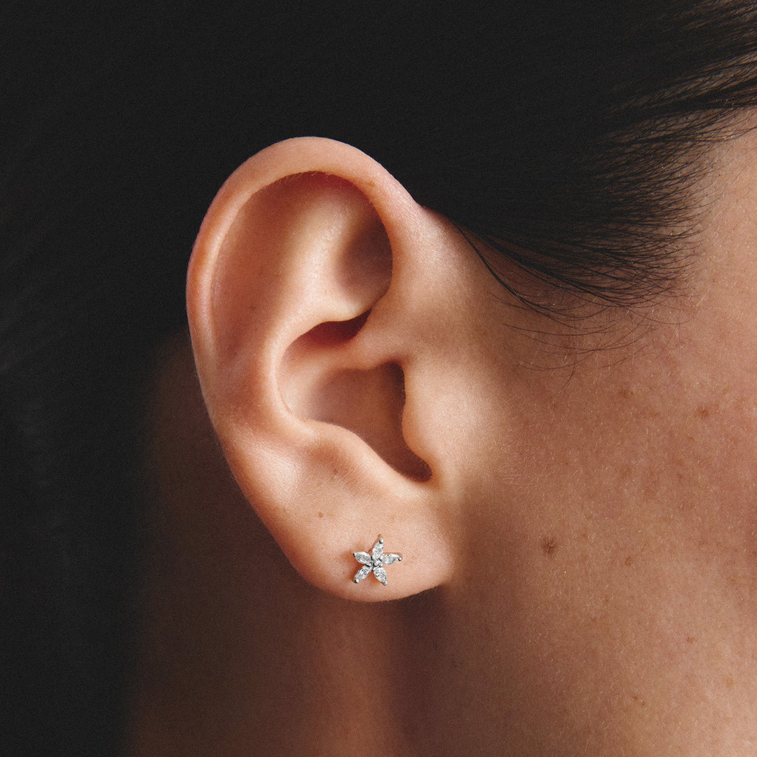 Stud earrings flower with zirconia | Jewellery Boutique Australia