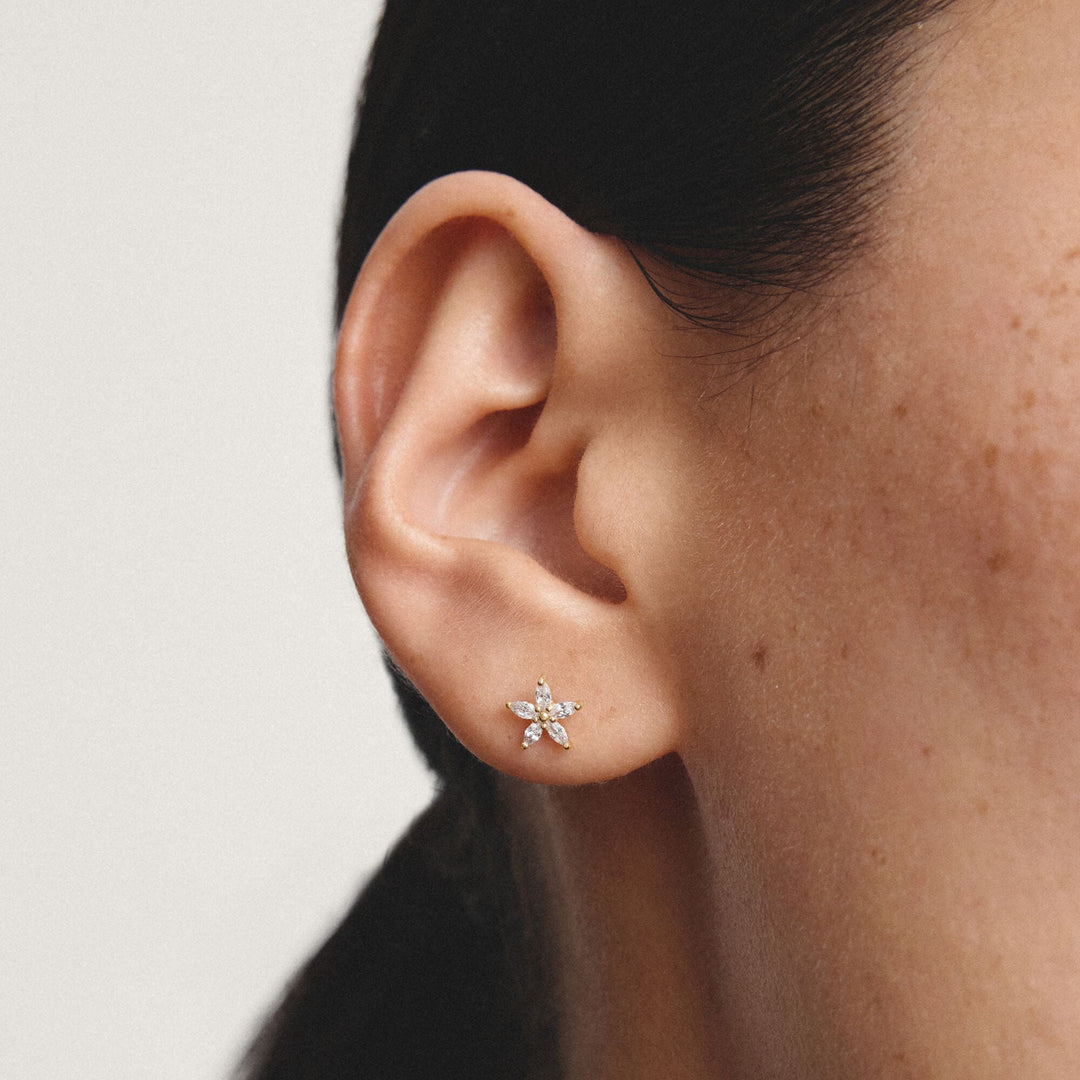 Stud earrings flower with zirconia | Jewellery Boutique Australia