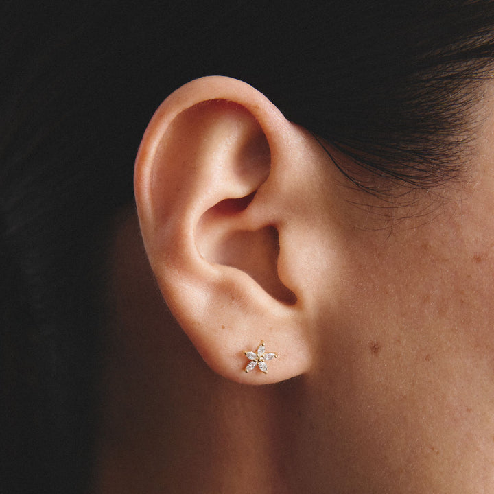 Stud earrings flower with zirconia | Jewellery Boutique Australia