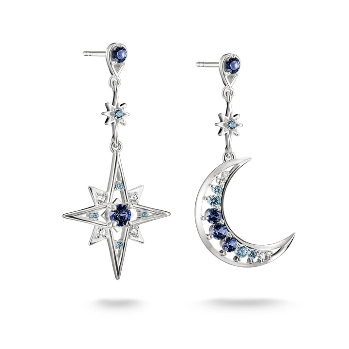 Earrings moon and star with blue stones | Jewellery Boutique Australia