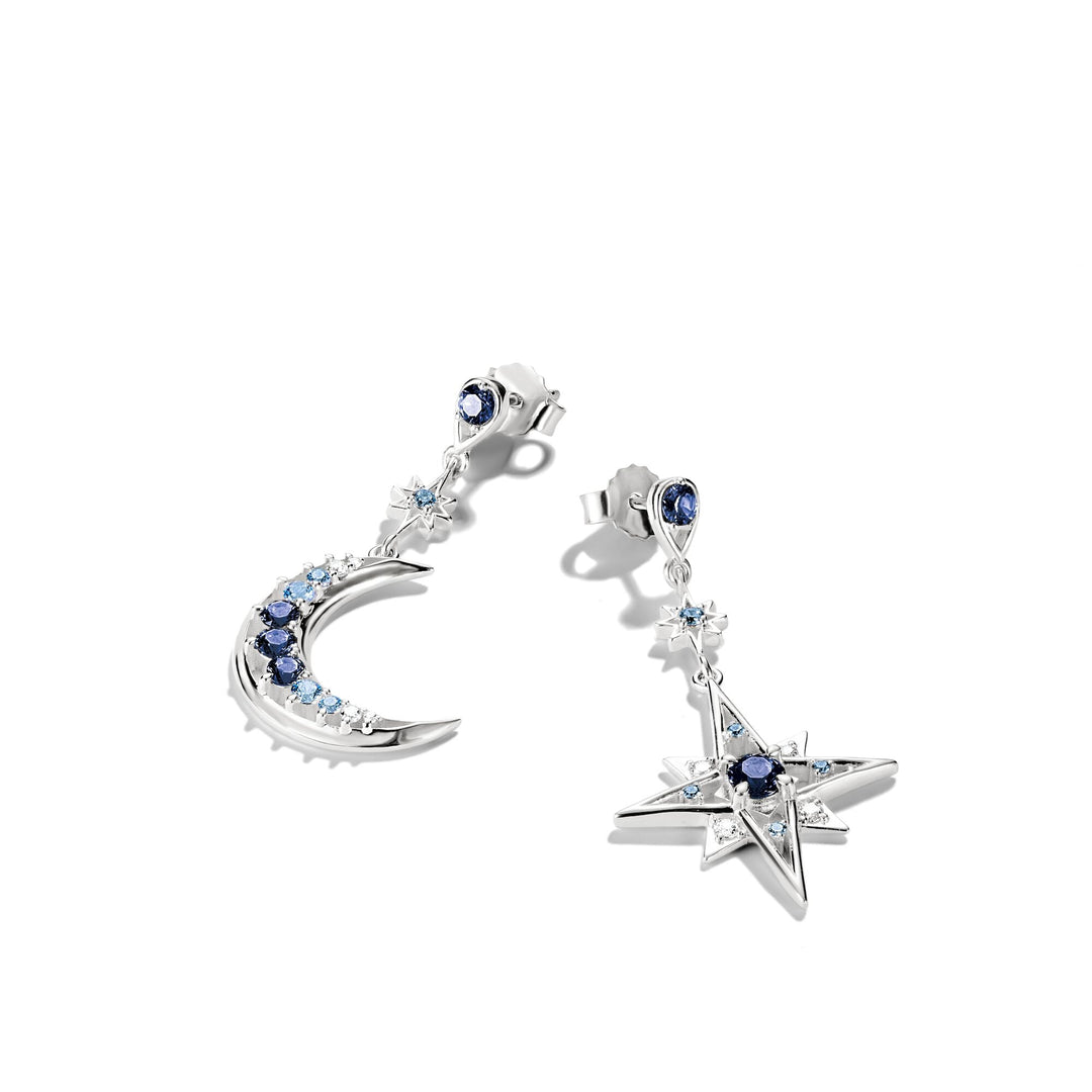 Earrings moon and star with blue stones | Jewellery Boutique Australia