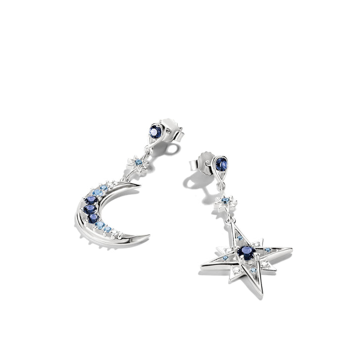 Earrings moon and star with blue stones | Jewellery Boutique Australia