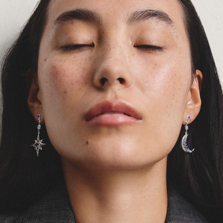 Earrings moon and star with blue stones | Jewellery Boutique Australia