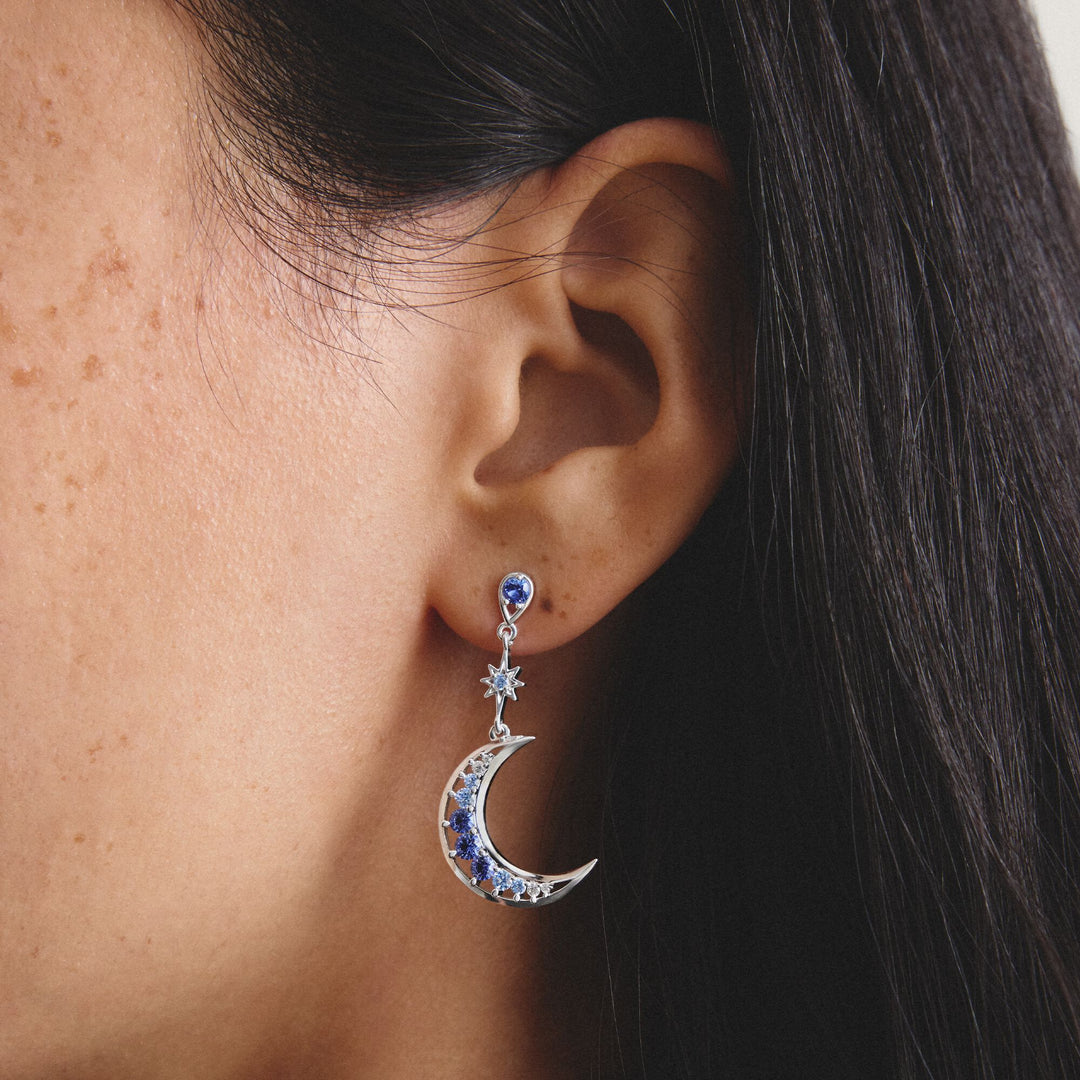 Earrings moon and star with blue stones | Jewellery Boutique Australia