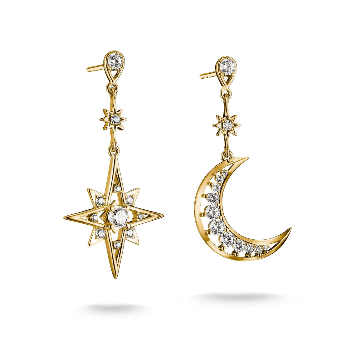 Earrings moon and star with zirconia | Jewellery Boutique Australia