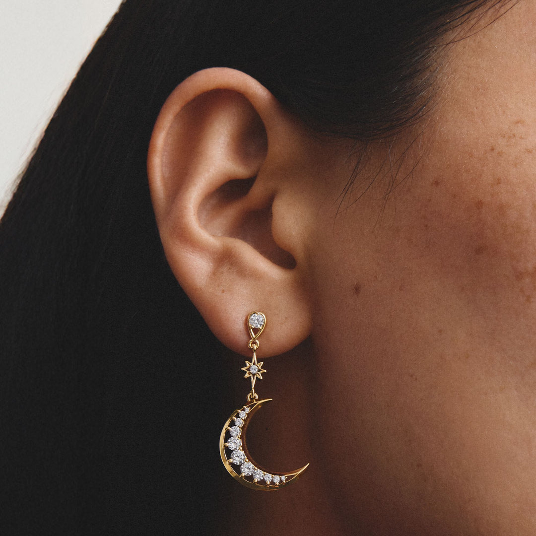 Earrings moon and star with zirconia | Jewellery Boutique Australia