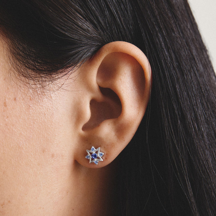 Stud earrings star with blue stones | Jewellery Boutique Australia