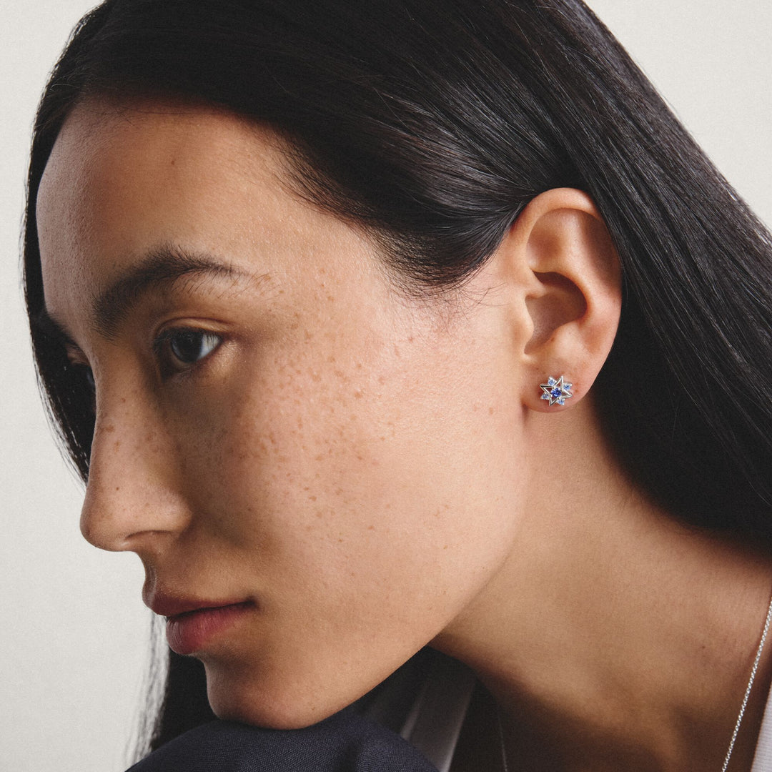 Stud earrings star with blue stones | Jewellery Boutique Australia