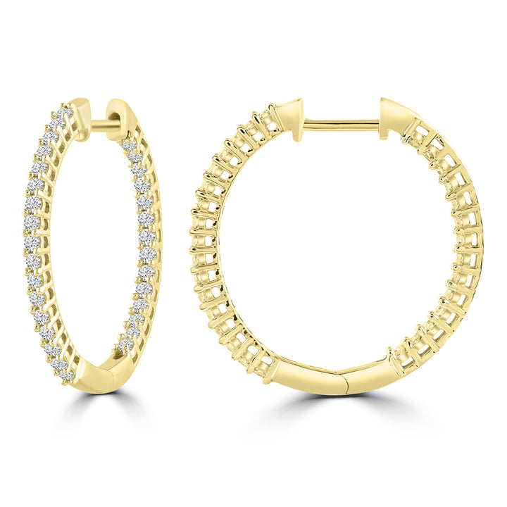 Inside Out Hoops with 0.25ct Diamonds in 9K Yellow Gold