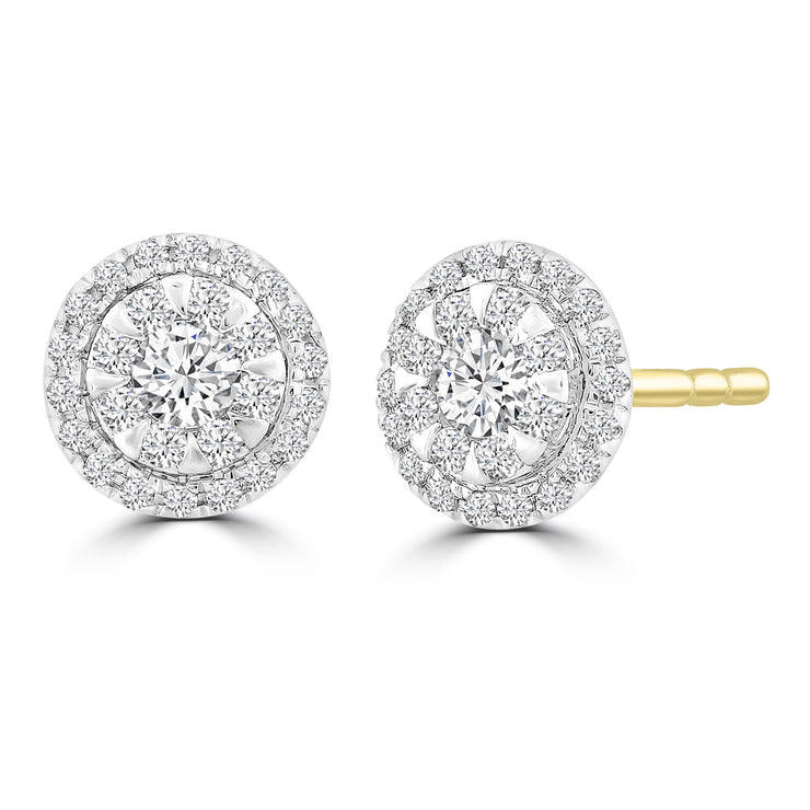 Cluster Stud Earrings with 0.25ct Diamond in 9K Yellow Gold