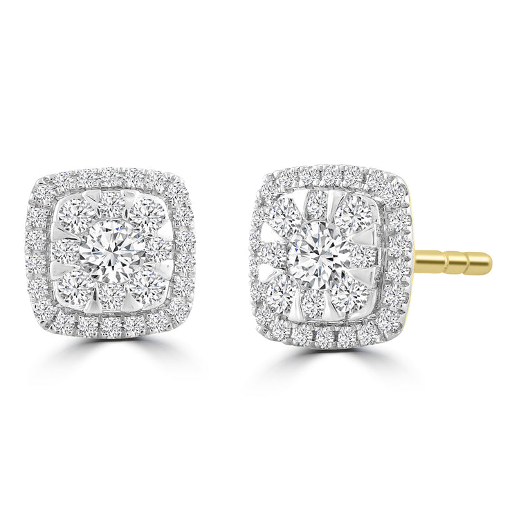 Cluster Stud Earrings with 0.33ct Diamond in 9K Yellow Gold