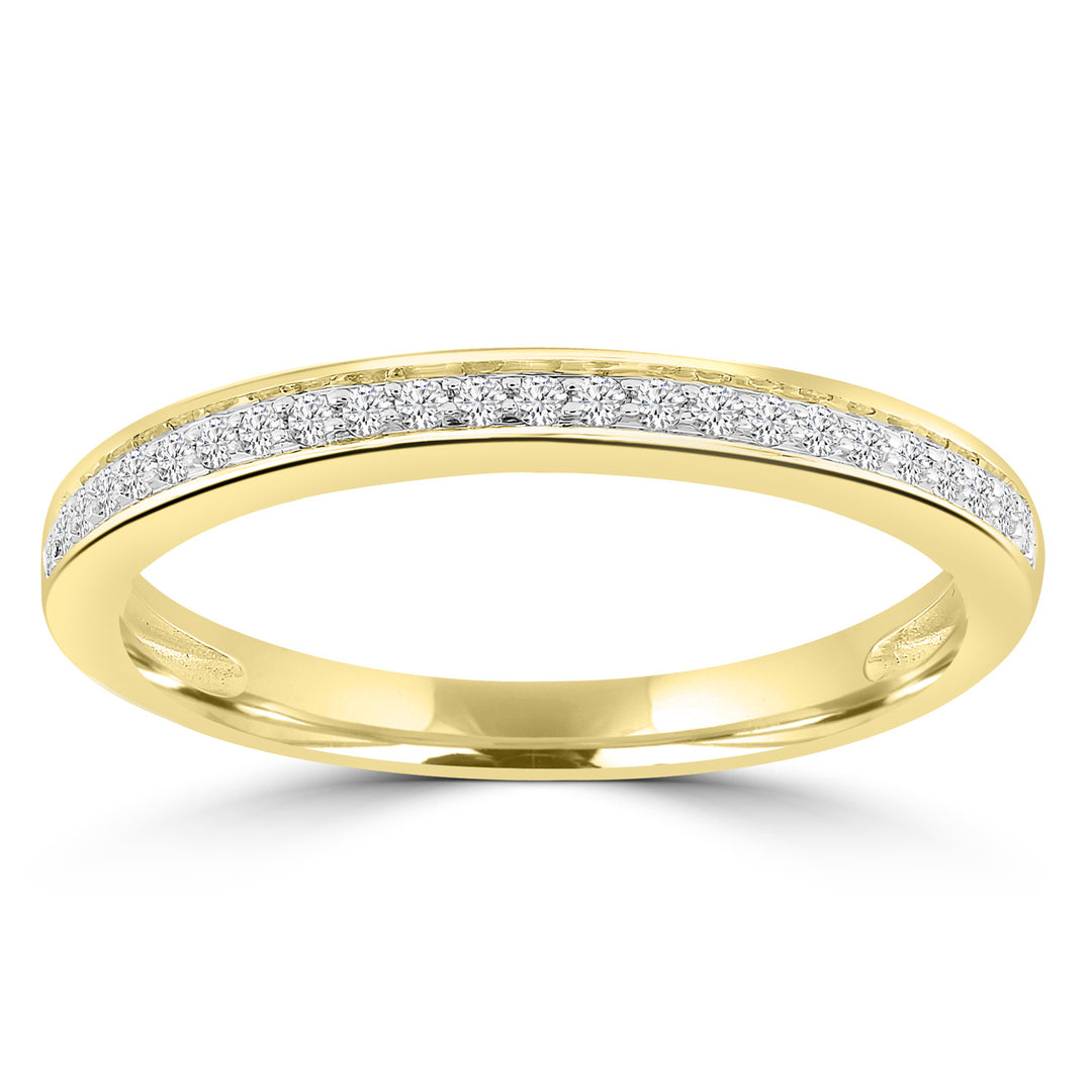 Band Ring with 0.15ct Diamonds in 9K Yellow Gold