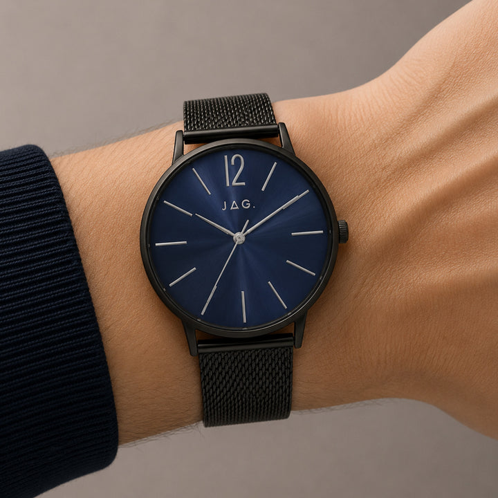 Jag Billy dark blue stainless steel 40mm watch on a wrist