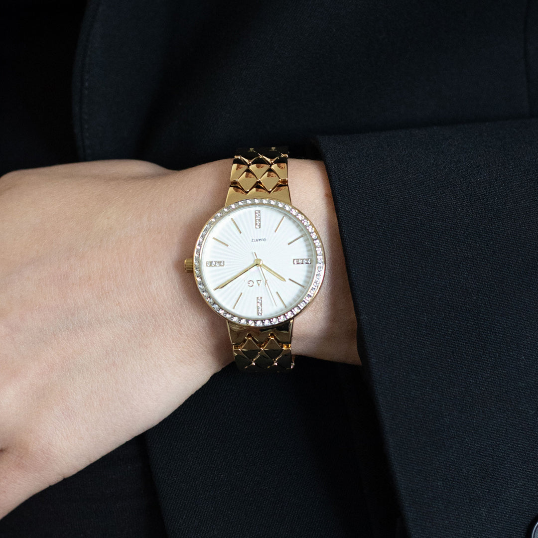Jag Balmoral Gold Alloy 36mm Watch shown worn on model