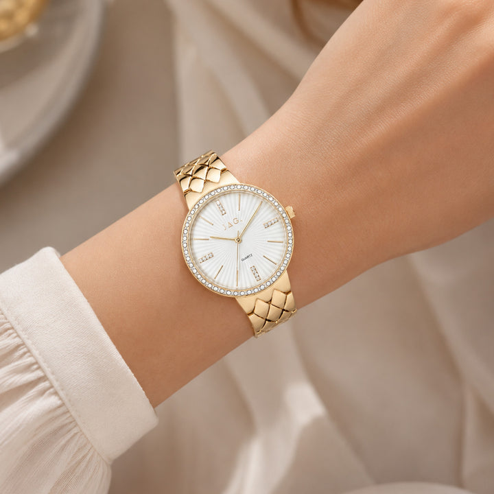 Jag Balmoral Gold Alloy 36mm Watch shown worn on model 2