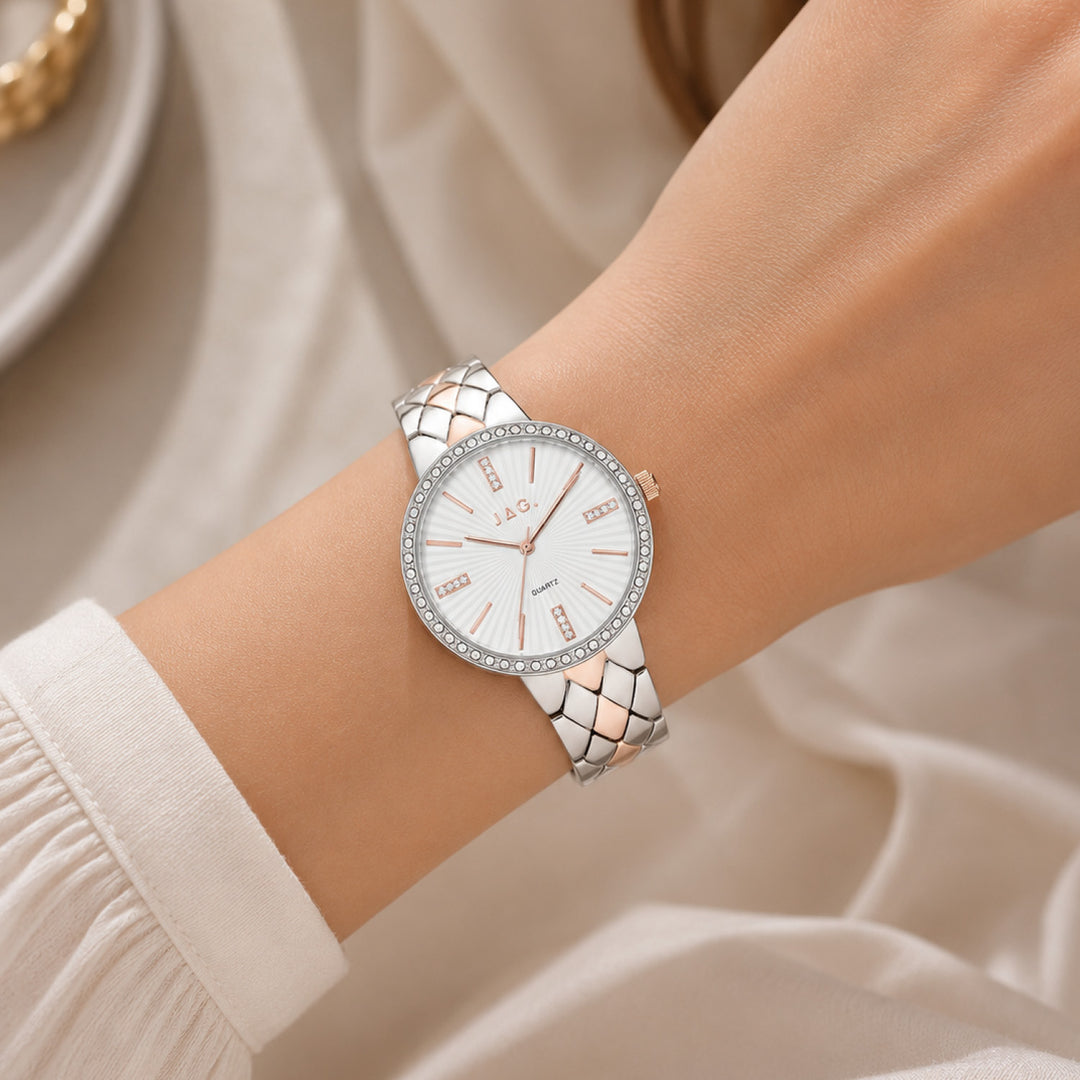 Jag Balmoral Silver Alloy 36mm Watch shown worn on model