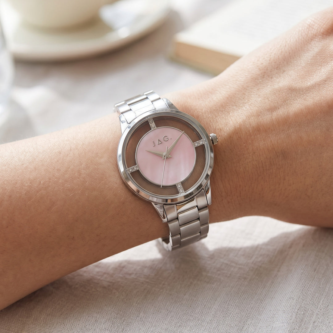 Shelley Silver Pink Dial Stainless Steel 36mm Watch