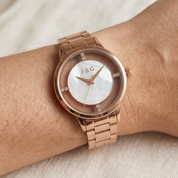 Shelley Rose Gold Mother Of Pearl Dial Stainless Steel 36mm Watch