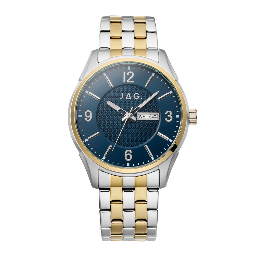 JAG William Mens Blue Dial Ips 44mm Two-Tone Watch