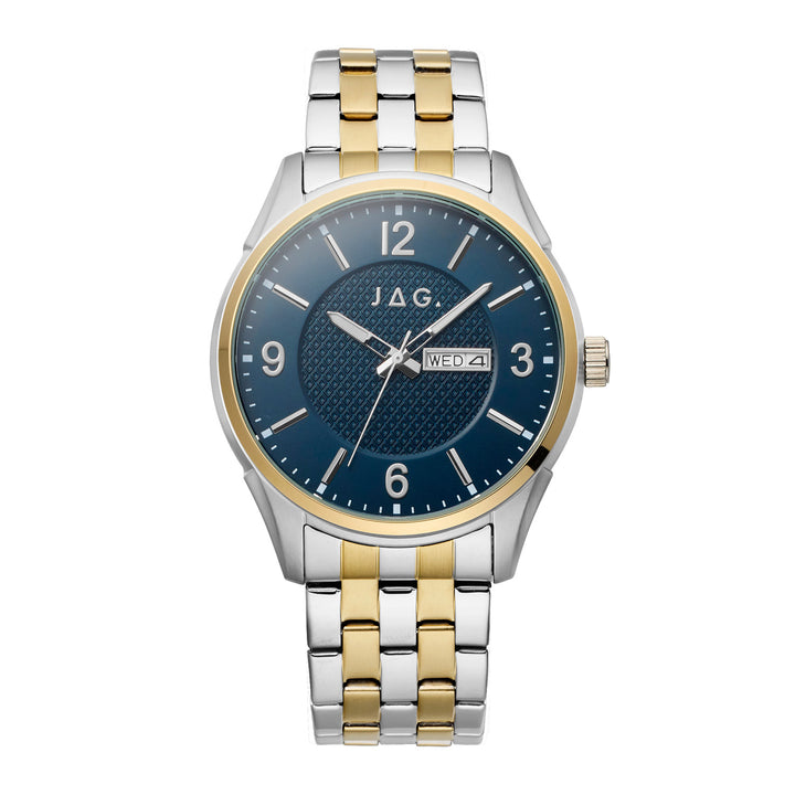 JAG William Mens Blue Dial Ips 44mm Two-Tone Watch