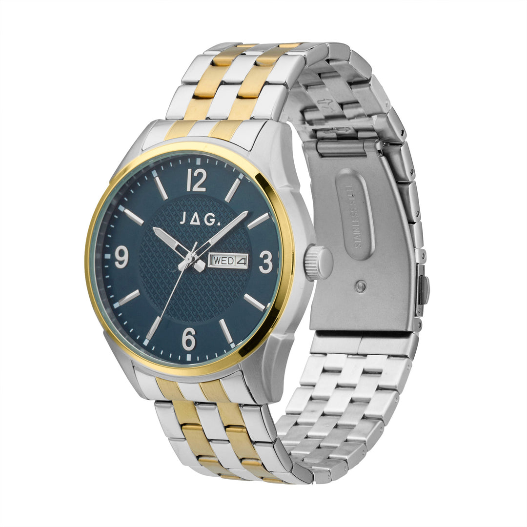 JAG William Mens Blue Dial Ips 44mm Two-Tone Watch