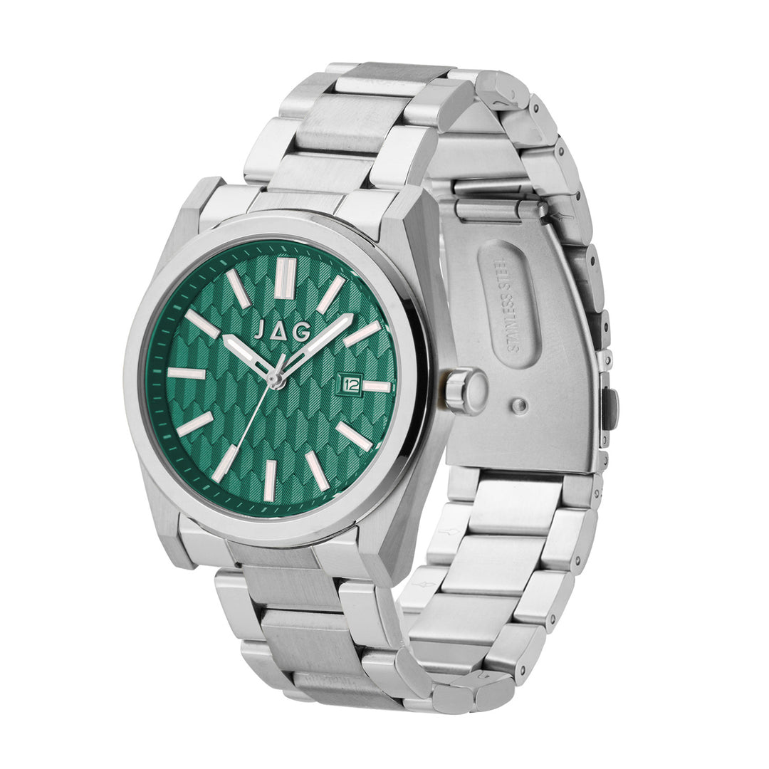 JAG Beaufort Mens Green Dial 41.8mm Silver Watch