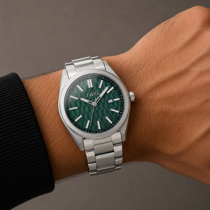 JAG Beaufort Mens Green Dial 41.8mm Silver Watch
