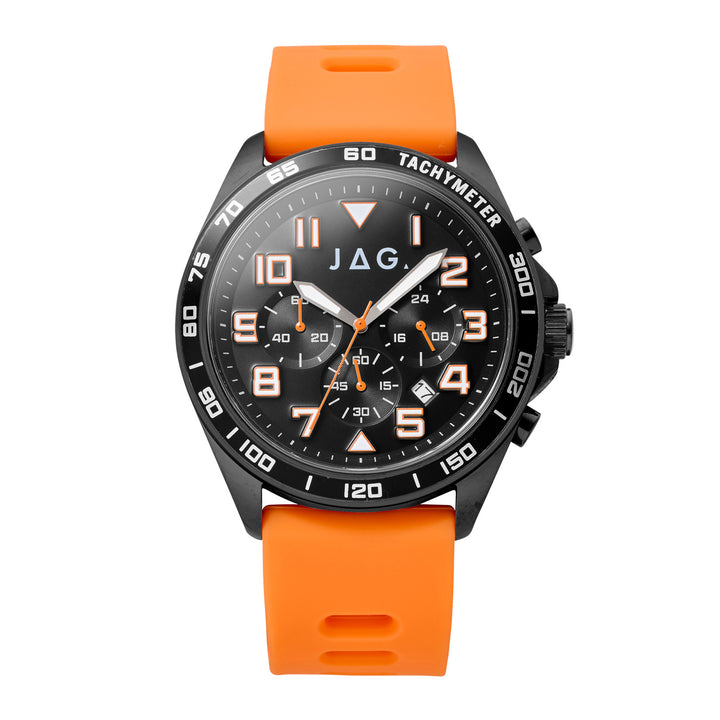 JAG Beachport Mens Black Dial 46mm Orange Watch