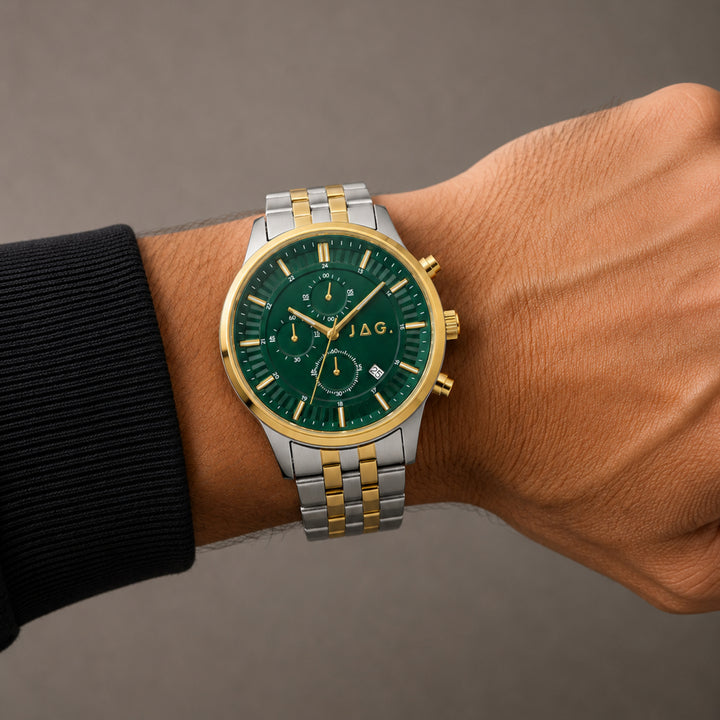 JAG Albany Mens Green Dial 45mm Two-Tone Watch
